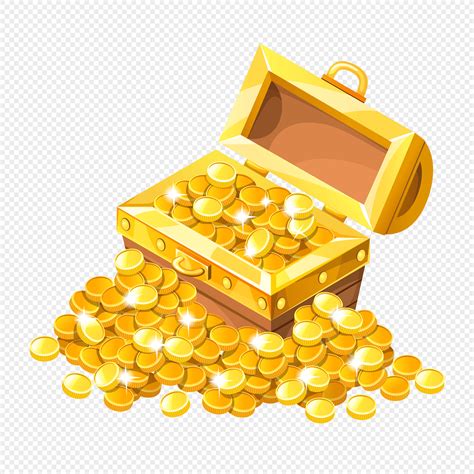 Cartoon treasure box gold coin design material png image_picture free ...