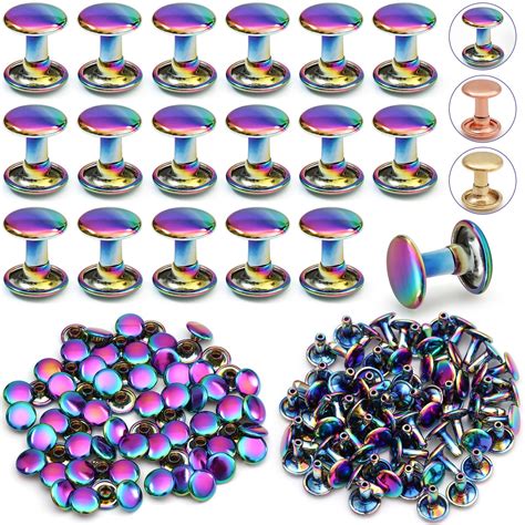 Amazon Pecmer Sets Rainbow Mm Double Cap Rivets For Leather