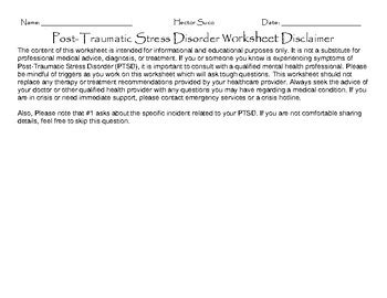 Post Traumatic Stress Disorder Worksheet By Lucia Suco And Hector Suco