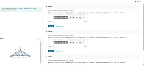 Solved Three Point Loads Are Applied To The Fink Truss Shown Chegg