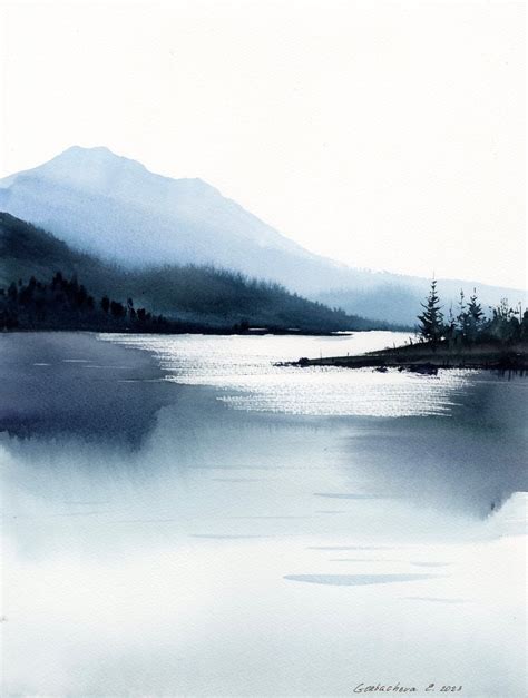 Mountain Lake 32 Watercolour By Eugenia Gorbacheva Artfinder