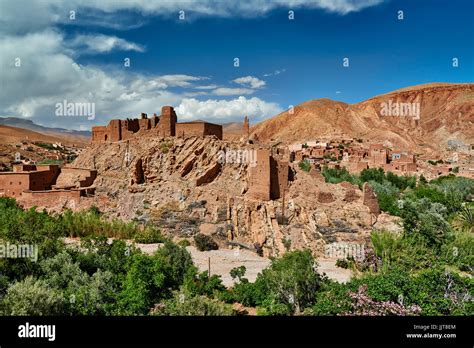 Kasbah In Front Of Spectacular Rock Landscape Of High Atlas Mountain