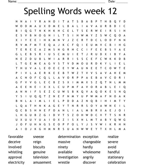 Spelling Words Week 12 Word Search Wordmint