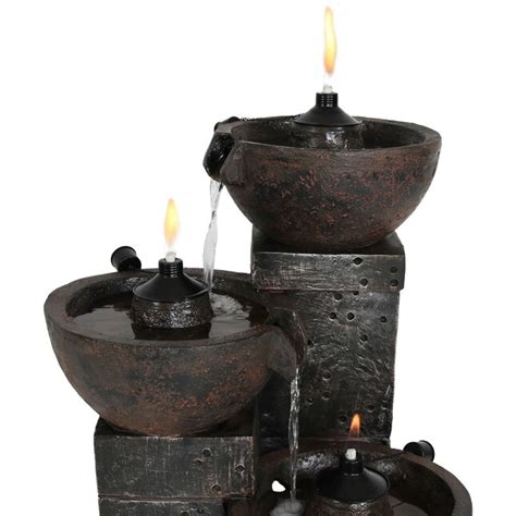 Sunnydaze Decor 345 In H Resin Water Tiered Outdoor Fountain Pump