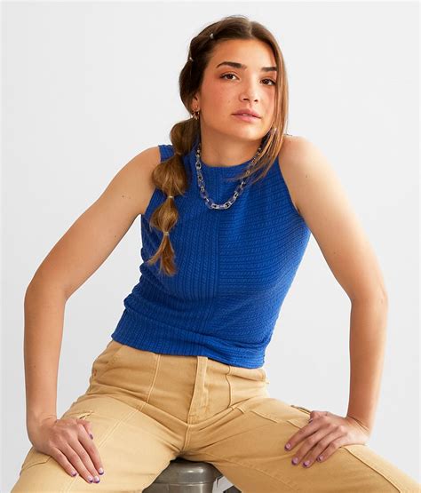 Gilded Intent Textured Rib Knit Tank Top Womens Tank Tops In