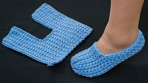 Simple Crochet Slippers Worked One Swatch For Beginners Youtube