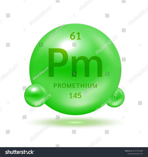 Promethium Molecule Models Green Chemical Formulas Stock Vector