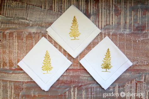 Hand Stamped Fabric Napkins For Christmas Garden Therapy