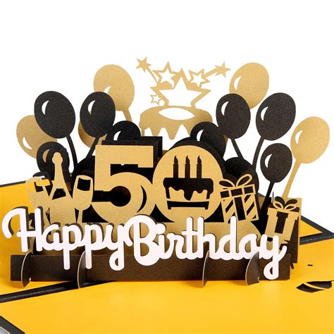 Buy HOMANGA Happy 50th Birthday Pop Up Card 50th Birthday 3D Greeting