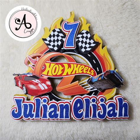 Personalized Cake Topper Hot Wheels Theme Cake Topper Customized Cake Topper Birthday