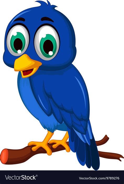 Cute blue bird cartoon Royalty Free Vector Image