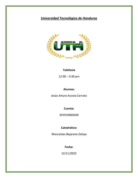 Tarea 2 II Parcial Telefonia Universidad TecnolÛgica de Honduras