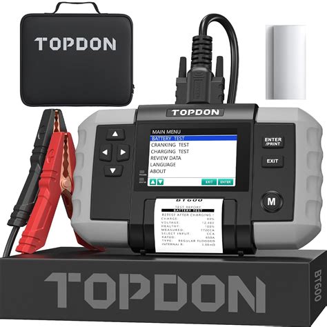 TOPDON Battery Tester BT600 12V 24V Car Battery Tester With Printer