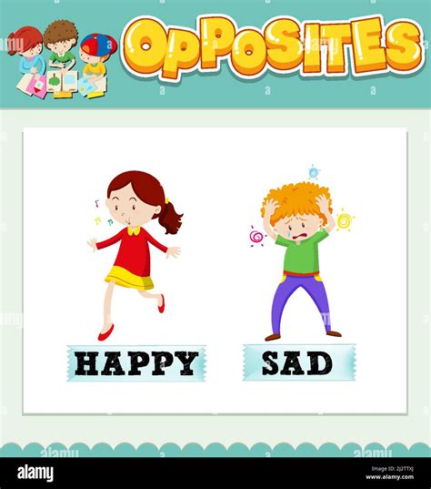 Opposite Words For Happy And Sad Illustration Stock Vector Image Art