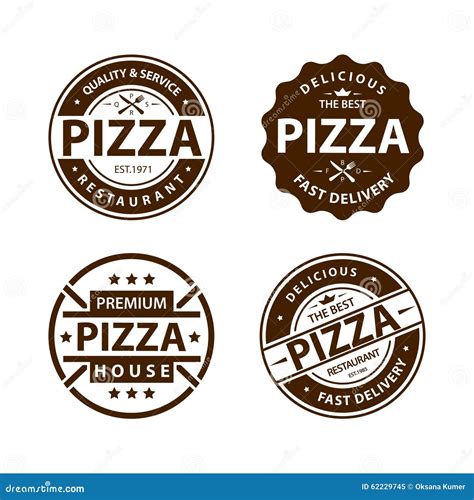 Vintage Vector Pizza Logo Label Badge Set Stock Vector Illustration Of Delicious Meal 62229745