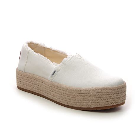 Toms Valencia Platform White Womens Espadrilles 10019820