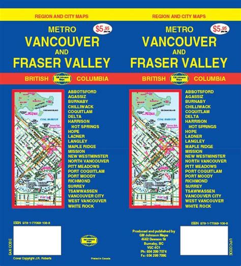 Vancouver and Fraser Valley Cities 2011, British Columbia Street Map - GM Johnson Maps