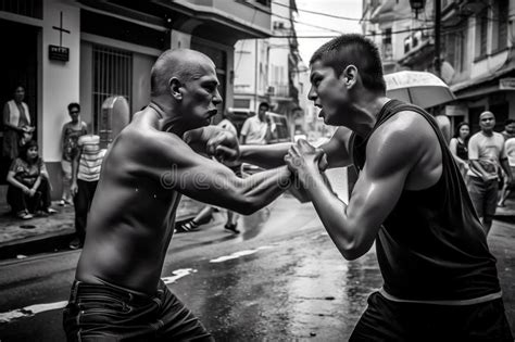 Briga De Rua Entre Homens Gerada Por Ai Ilustração Stock Ilustração