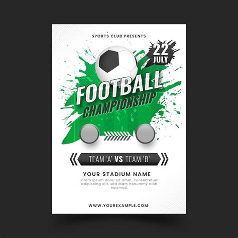 Premium Vector Football Championship Poster Design With Green Brush