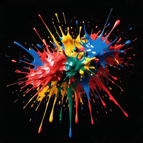 Vibrant Multicolored Paint Splatter Art on Elegant Black Canvas | MUSE AI