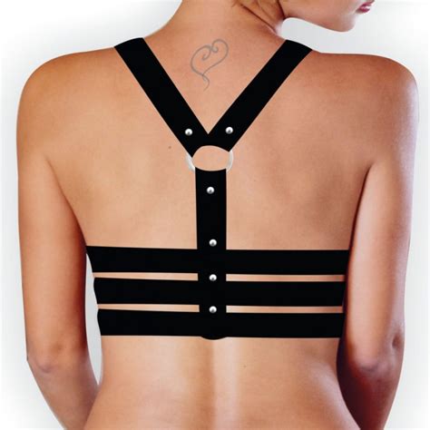 Harness Top Três Cinta em Couro Eco Arreio Sexy Arnês Fashion