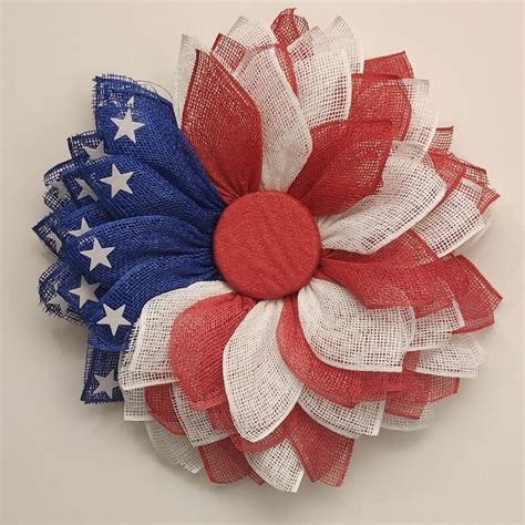 Poly Burlap Flower Wreath Etsy