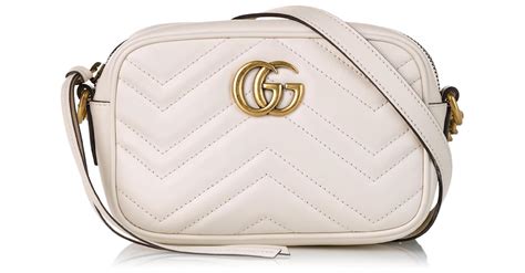 Gucci White Gg Mini Marmont Matelasse Crossbody Leather Pony Style