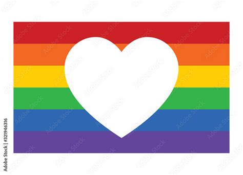 Gay Pride Rainbow Flag With Heart Love Flat Vector Icon For Apps And Websites Stock Vector