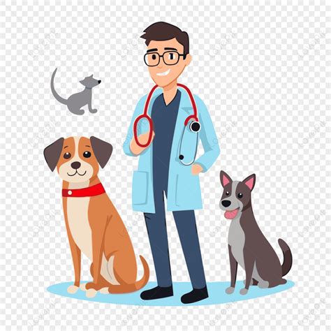 Veterinario Clipart Doctor Está De Pie Con Gatos Y Perros De Dibujos