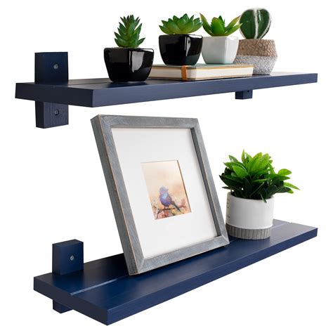 Buy Annecy Floating Shelves For Wall24 Inch Blue Rustic Solid Wood