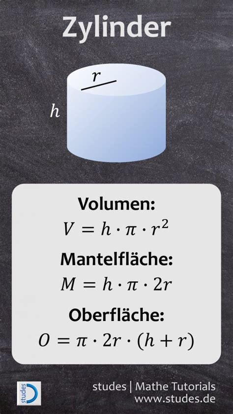 Zylinder Formeln F R Volumen Mantelfl Che Und Oberfl Che Nachhilfe