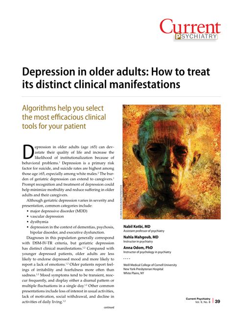 Pdf Depression In Older Adults How To Treat Its Distinct Clinical