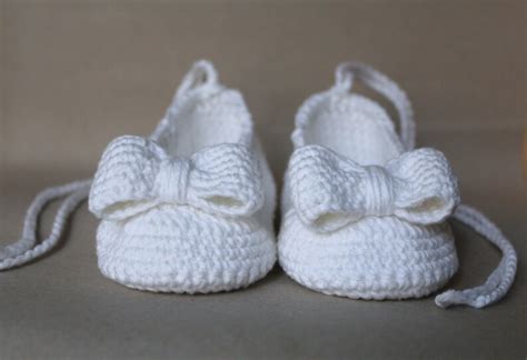 Baby Ballerina Shoes White Girls Baby Shoes Knitted and - Etsy