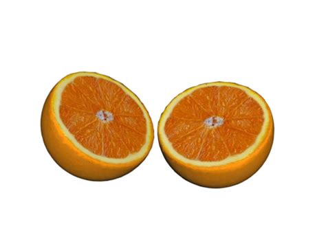 Juicy Orange Divided In Half Halves Tropical Fruit Yellow Halves Png