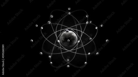 Simple And Elegant Atom Graphic On Black Background With Space For Your