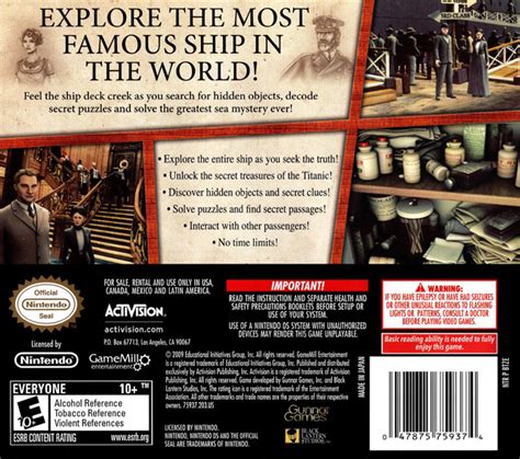 Hidden Mysteries Titanic Secrets Of The Fateful Voyage Box Shot For Ds Gamefaqs