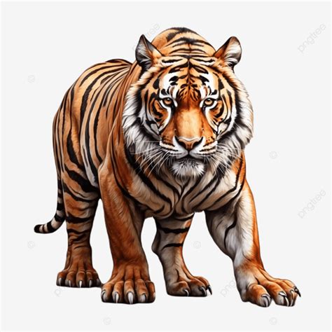 Tigre Realista Isolado No Fundo Branco Png Tigre Realista Isolado Em