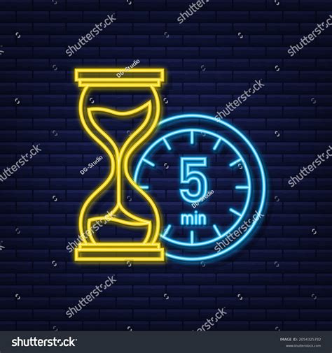 Minutes Stopwatch Vector Neon Icon Stock Vector Royalty Free