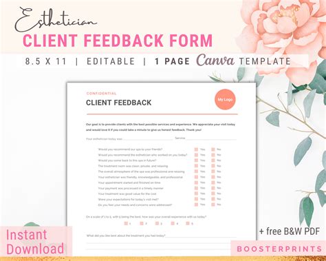 Client Feedback Form For Photographers, Customer Survey Template ...