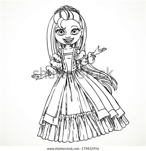 Cute Young Princess Long Hair Sketch Stock Vector Royalty Free