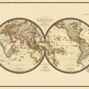 Antique World Map Print Old Map Of The World Reproduction Map Fine Art