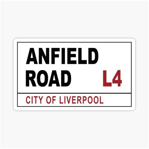 Anfield Road Liverpool Street Sign Sticker For Sale By Rogue Design