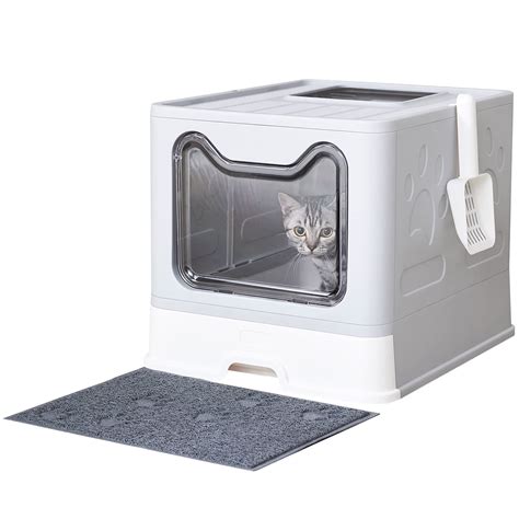 Medario Cat Litter Box Large Foldable Front Entry Top Exit Litter Box