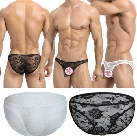 Men Sexy Lace See Through Lingerie Tank Top Vest Bikini Briefs Panties Underwear EBay