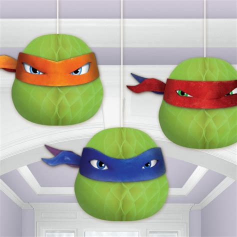 Teenage Mutant Ninja Turtles Honeycomb Decorations 3PK Oz Party Supplies