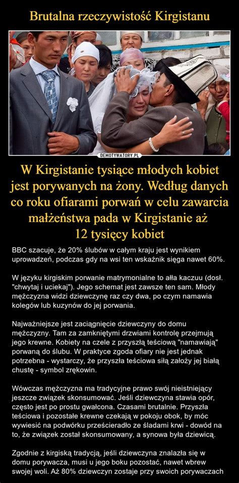 Brutalna rzeczywistość Kirgistanu W Kirgistanie tysiące młodych kobiet