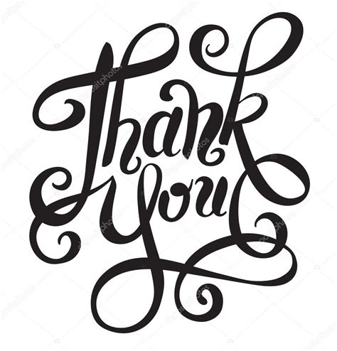 Black And White Thank You Handwritten Lettering Inscription — Stock