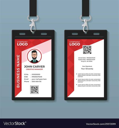 Id Card Design Simple Clean Red Geometric Id Card Design Professional