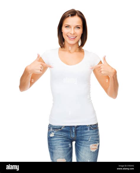 Woman In Blank White T Shirt Stock Photo Alamy