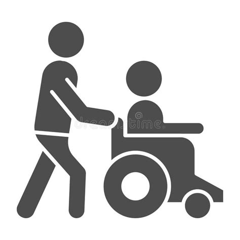 Help Disabled Line And Glyph Icon Man On Wheelchair Vector